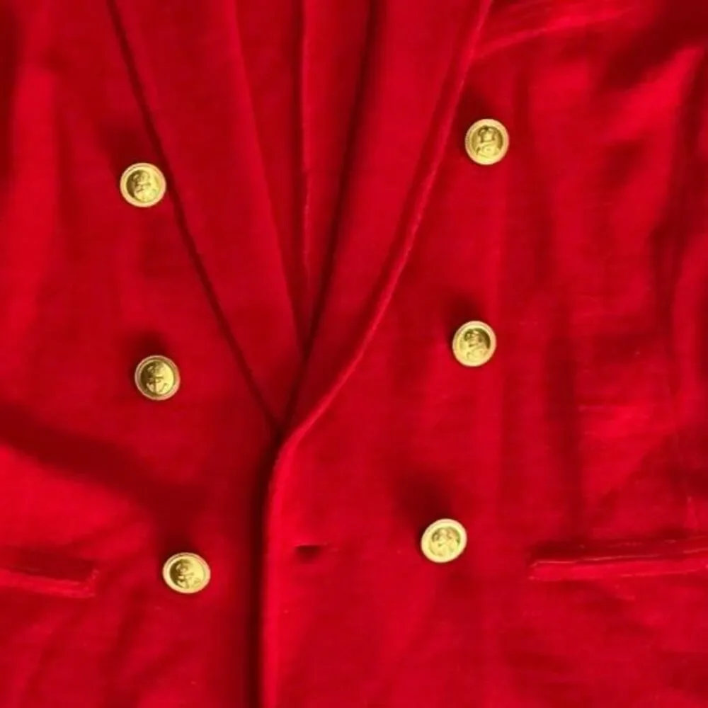 Gianni Bini Women’s M Red Wool Blend Double Breasted Gold Button Blazer